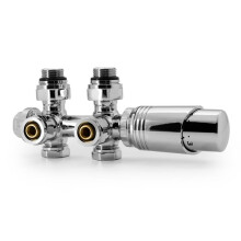 Multiblock Set Radiator Connection Fitting with Thermostat 50 mm, Tap Block, Valve Fittings Set, Heating Accessories