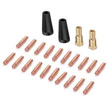 24-teiliges MIG-Schweißbrenner-Set mit 0,8/0,9 mm Messingdüsen und gasloser Flussmitteldüse