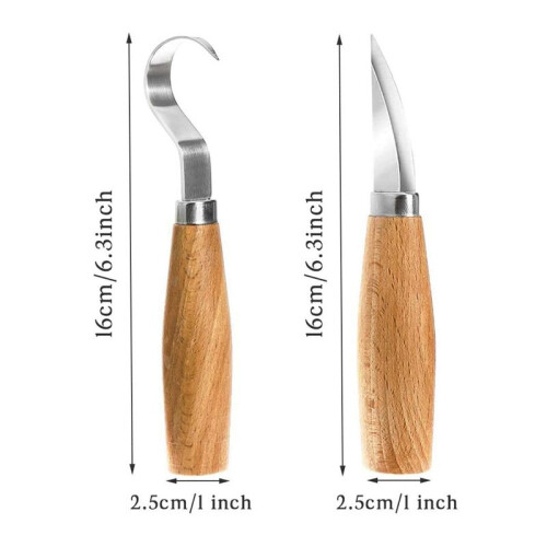 2PCS Stainless Steel Beech Carving Knife Scraper Spoon Handle Set Begi 2