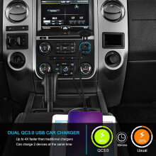QC3.0 Quick Charge Socket Car Charger Dual USB 12V-24V-Cigarette-Lighter with Swith Touch for Phone Charge