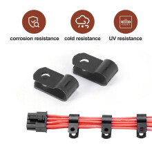 1000 Pcs 1/4 Inch Black Nylon R-Type Cable Clips for Mounting Indoor Outdoor Rope Light Electrical Wire Clamp Fastener