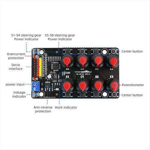 Eight-Way Servo Controller Robot Arm Test Board Driver Knob 8-Way Pwm 2