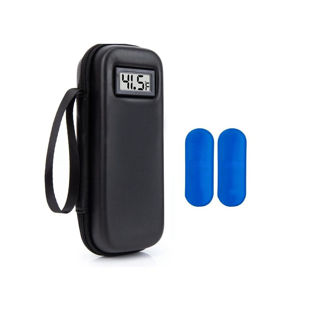 Insulin Cooler Travel Case with Temperature Display, Diabetes Travel Case with 2 Reusable Ice Packs for Diabetes Care
