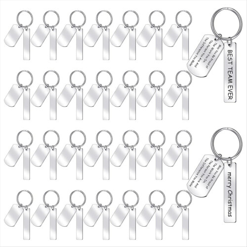 30 Pcs Engravable Metal Keychain Blank Rectangle Stamping Blanks for E 2