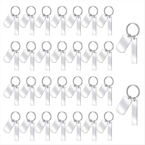 30 Pcs Engravable Metal Keychain Blank Rectangle Stamping Blanks for E 1