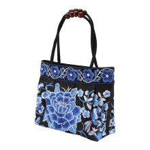 Style Chinois Femmes Sac à Main Broderie Ethnique Mode D'éTé Fleurs à la Main Dames Fourre-Tout Sacs à BandoulièRe BandoulièRe (Pivoine Bleue)