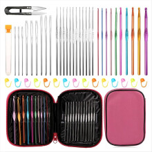 54-Piece Ergonomic Crochet Hooks with Blunt Needle Stitches, Wool DIY