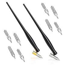 10-Teiliges Dip-Pen-Set für Schrägkalligraphie, Comic-Stift, Federset, Flüssiger Schreibstift, 2-In-1-Zeichenstifthalter mit 8 Spitzen
