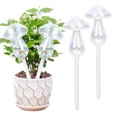 Glass Watering Spike, 4Piece Colourful Mushroom SelfWatering Bulbs for Plants Ref: 5579