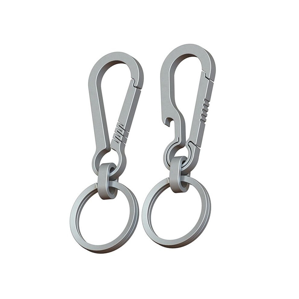 2Pcs 8Cm Titanium Alloy Carabiner Multifunctional Key Chain Simple Pen 4852827007511