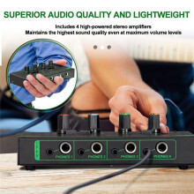 Headphone Amplifier 4 Channels Ultra-Compact Stereo Audio Amplifier with Power Adapter 10MHz Earphone Amp Blue