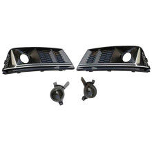 Front Bumper Fog Light Grille Foglight Bezel Lid Hood Trim for Audi A4 A4L S4 B9 2017-2018 Chrom
