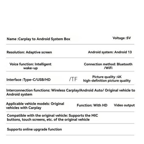 Carplay Adapter Wireless Carplay to Android AI Box Carplay/Android Auto/to Android13 with HD Port Support Split-Screen B 1