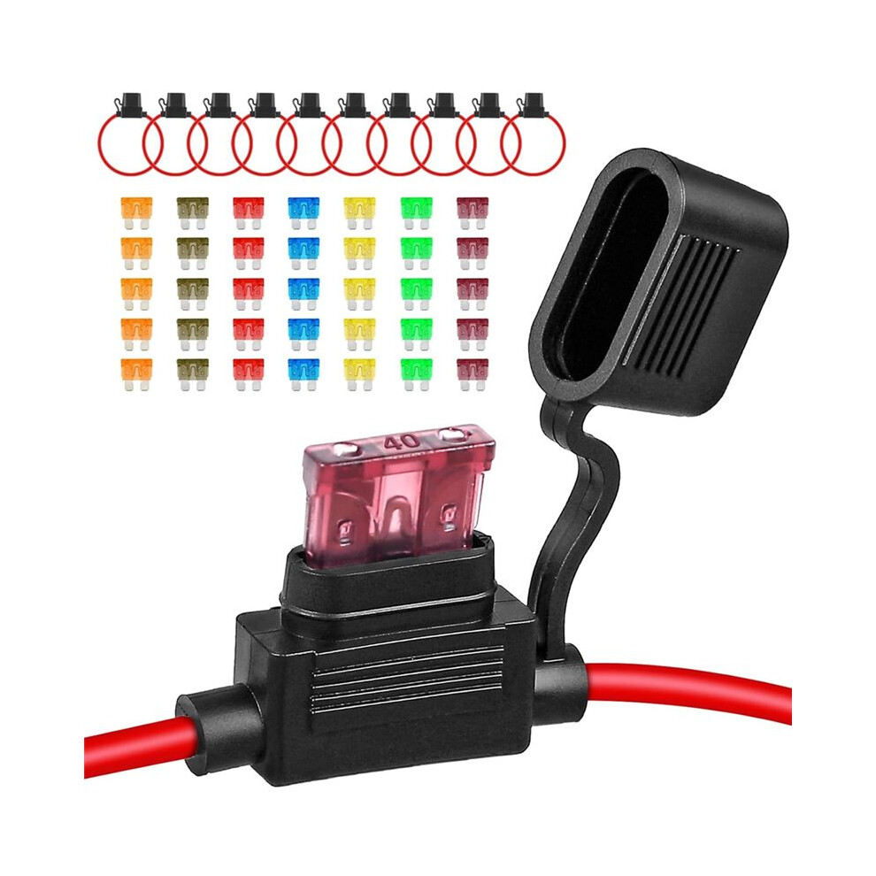 10Pack Inline Fuse Holder 12V,12 Awg Waterproof Fuse Holder With 35Pcs (5A/7.5A/10A/15A/20A/30A/40A) Standard Car Fuses 6133591933427