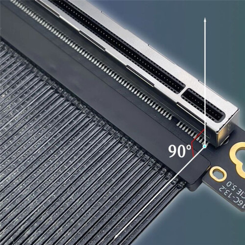 PCIE 5.0 X16 Riser Cable 90 Right Angle GPU Graphics Card Extension PCI-E 5.0 Gen5 64GB/S Cable 20cm 2