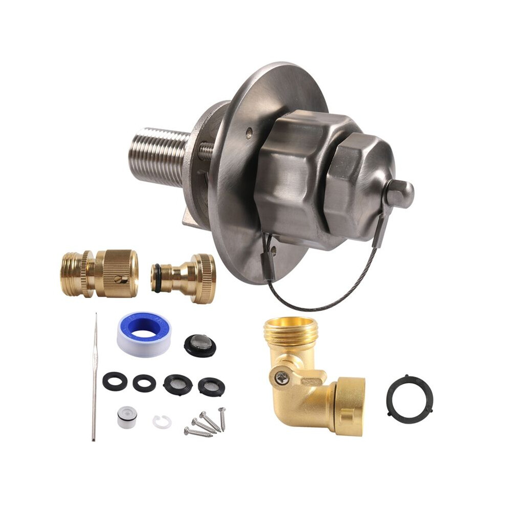 Stainless Steel Rv Water Inlet With Quick Connector & 90-Degree Elbow,For Rv, Camper, Boat, Motorhome,For Water Hookup 6133340785710