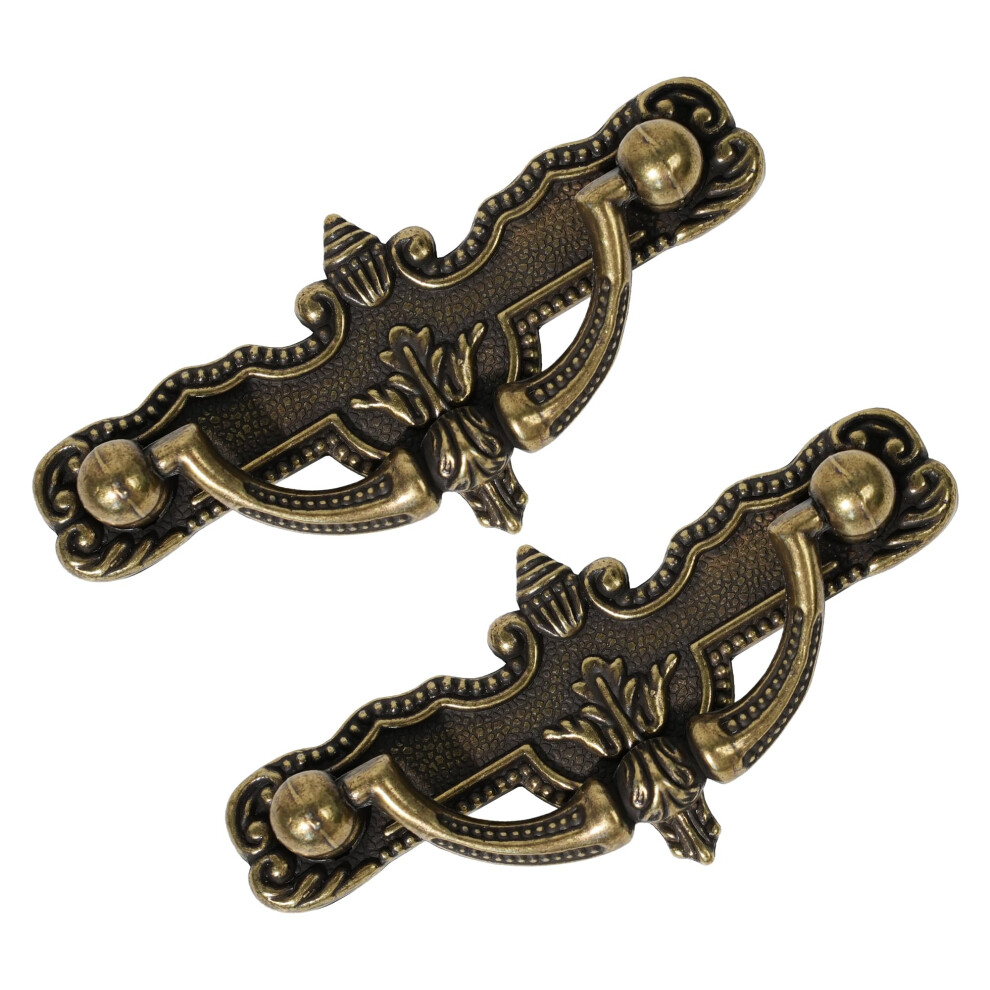 4 Pack Antique Brass Drawer Pulls, Vintage Cabinet Handles With 2.5 Inch Center, Rustic Hardware For Dresser Cupboard Wardrobe 9001264695385