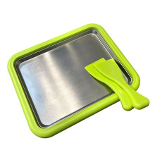 Roestvrijstalen Vriesyoghurtmaker, Instant Rollende Ijsyoghurtmachine met 2 Spatels, Ijs-Fruitsorbet Groen