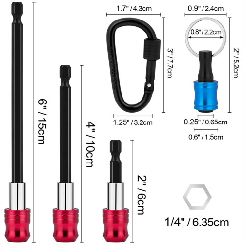 5Piece Magnetic Drill Bit Extension Set, 3PCS Kit with 3 Sizes and 2PC 2