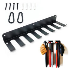Baseball Softball Bat Rack Wall Fence Mount 14 Baseball Bat Storage Solid Steel Storage Rack with 2 Black Hanging Buckles
