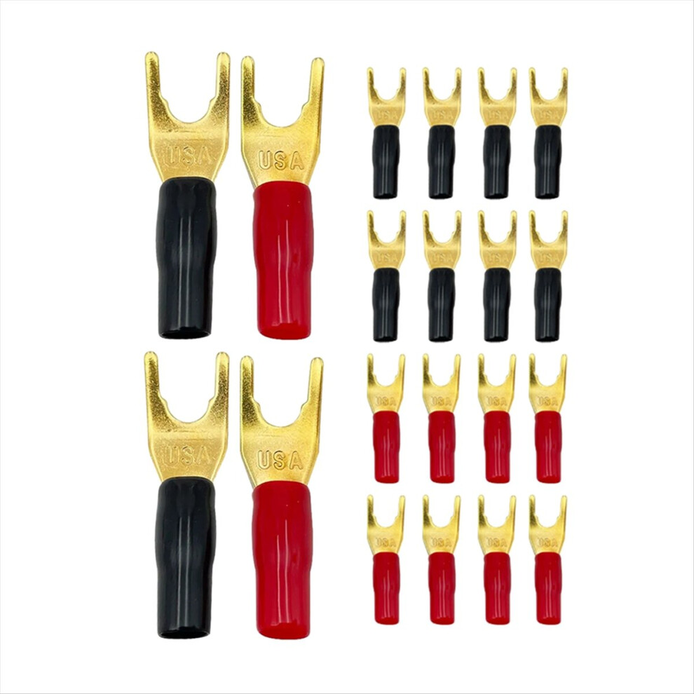 20Pc Yu Shape Spade Banana Plug Gold Plated Fork Jack Solderless Speak 4852827042956