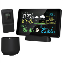 UK Plug, Weather Station Indoor/Outdoor Thermometer Temperature Humidi
