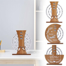 Calendrier en Bois Décoration de Porche de Maison Décoration de Bureau de Bureau Calendrier de Bureau Rotatif Manuel Sweet House B