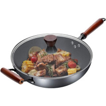 Iron Wok NonStick Cast Iron Pan for Induction and Gas Stoves Traditional Cooking