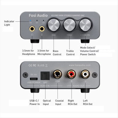 K5 PRO USB Gaming with Microphone Headphone Amplifier Mini Audio for 2
