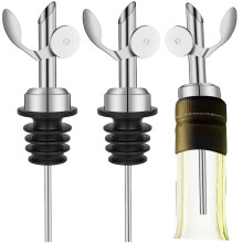 3pcs Stainless Steel Oil Pourer Spout Set Auto Open Dispenser for Olive Oil Vinegar Wine Bottles