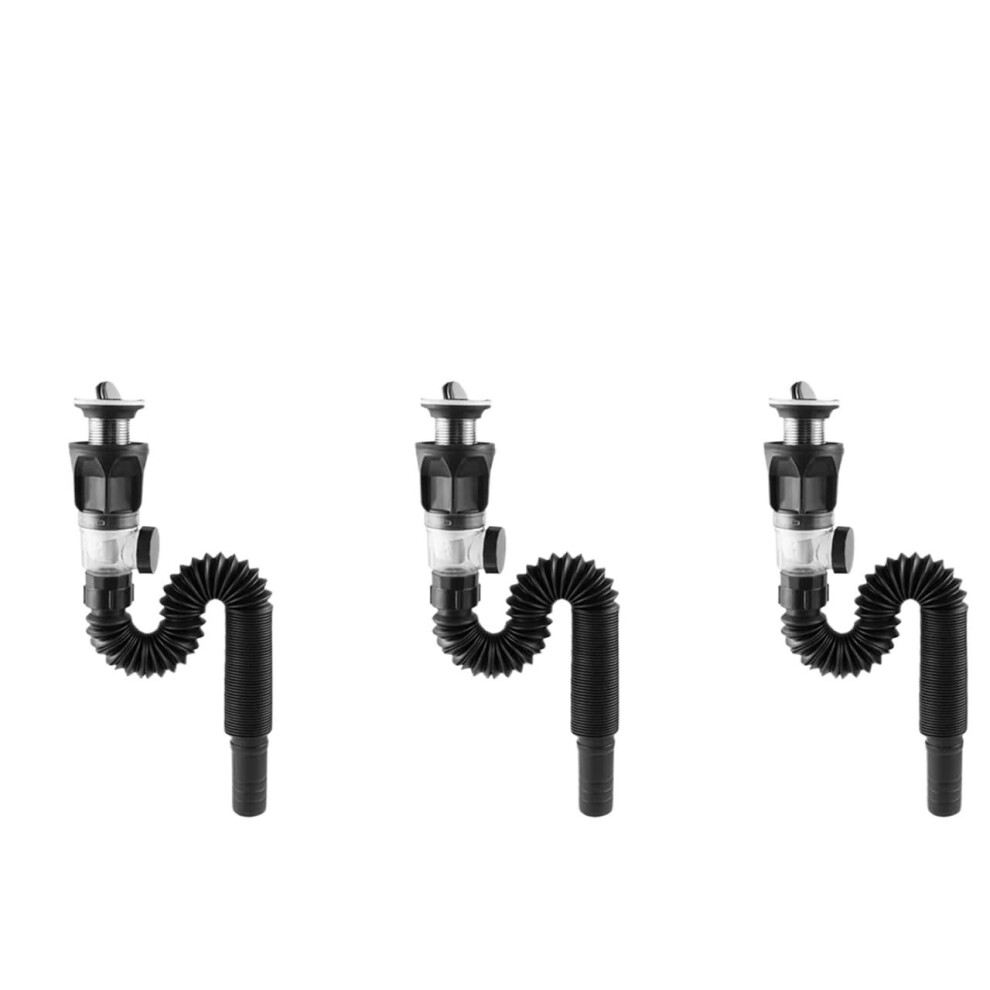 Flexible Drain Hose Universal Flipstainless Steel Sink Drain Pipe (Black3pcs) 9001264696023