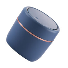 Mini Desktop Trash Can with Press Lid Compact Plastic Wastebasket for Home and Office Lake Blue