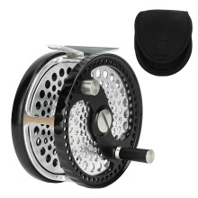 Mulinelli da mosca lavorati con precisione CNC, dall'aspetto brillante e trasparente, adatti alla pesca in acqua dolce e salata.