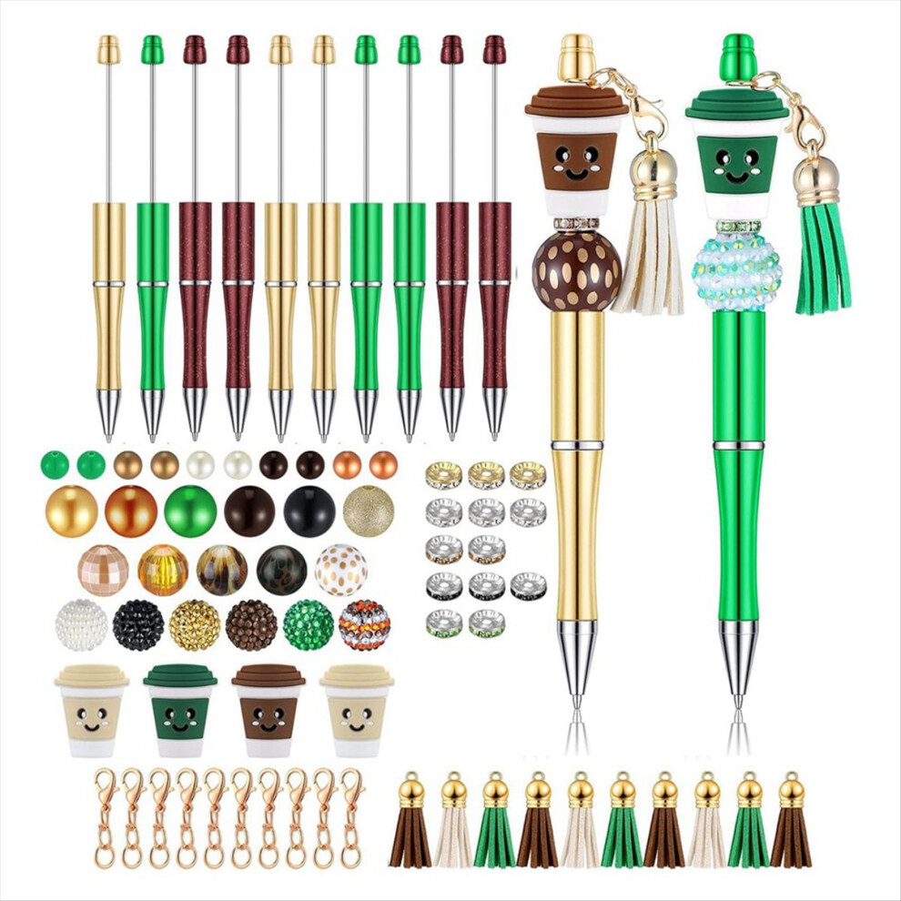 12 Pieces Beadable Pens Bulk Bead Diy Making Kit Multicolor Ballpoint 4852827052443