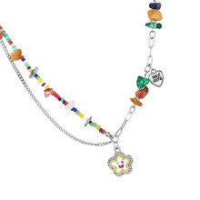 Playful Colorful Beaded Necklace With Pendant-Smiling face