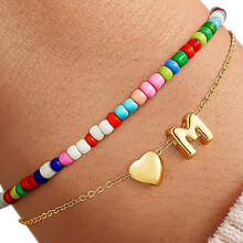 Stylish Letter Charm Bracelet For Women Double Layer Design-M