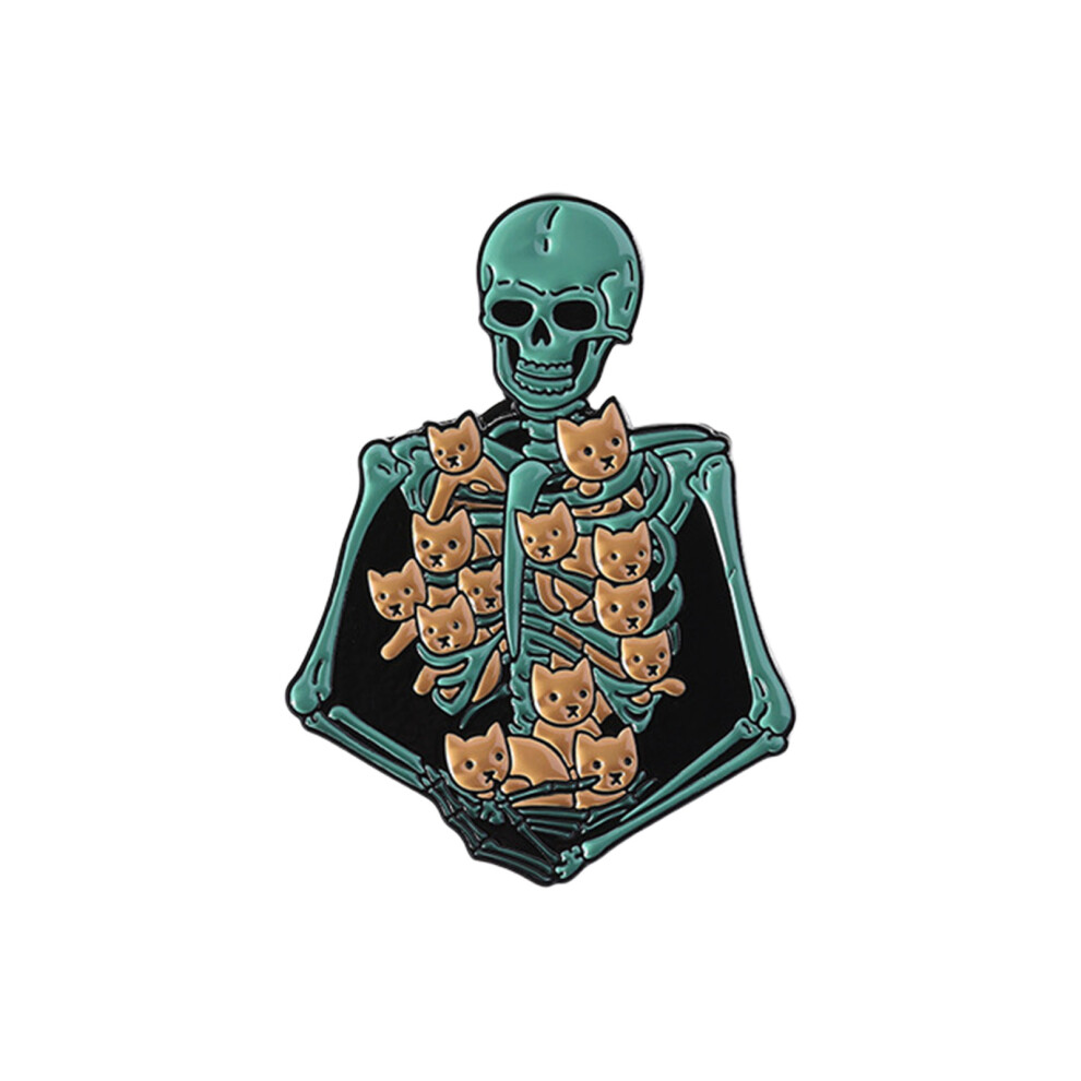 Playful Cats Skull Cartoon Pin Sturdy Tarnish-QHXZ3410