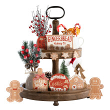 Farmhouse Xmas Centerpiece, Christmas Decor Multipack Offers Rustic Holiday Block Sign Joy, Wooden Tabletop Accents For Dining Tables, Cabinets &