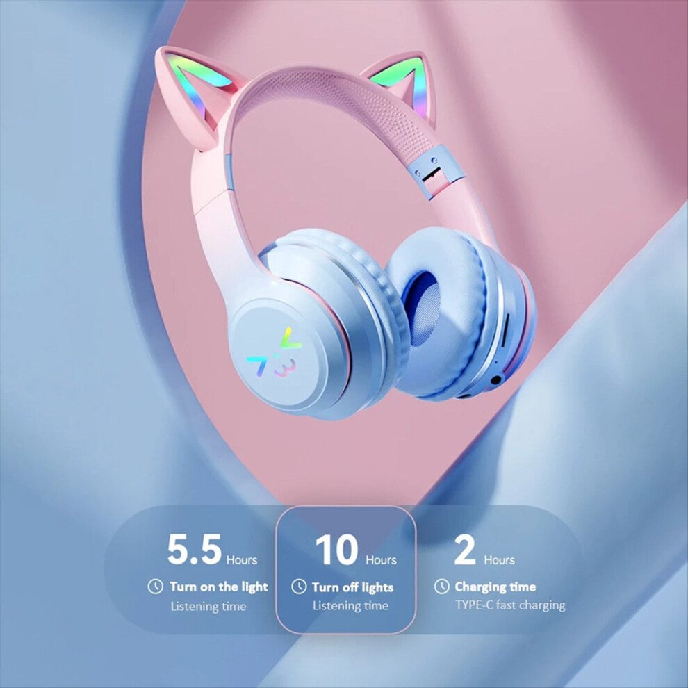 Gradient Color Wireless Headphones Bluetooth Headsets With Mic Foldab 4852827053761