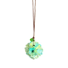 Stylish Clear Glass Flower Charm Key Holder Elegant-Sea Blue