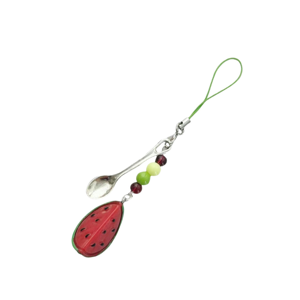 Plastic Spoon Fruit Design Phone Case Charm Keychain-Watermelon 7696001081532