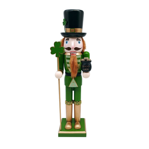 Classical Wood Irish Nutcrackers Figures Green Shamrock-jar