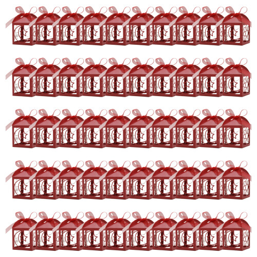50 Count Eid Mubarak Treat Boxes Eid Candy-Pearlescent red