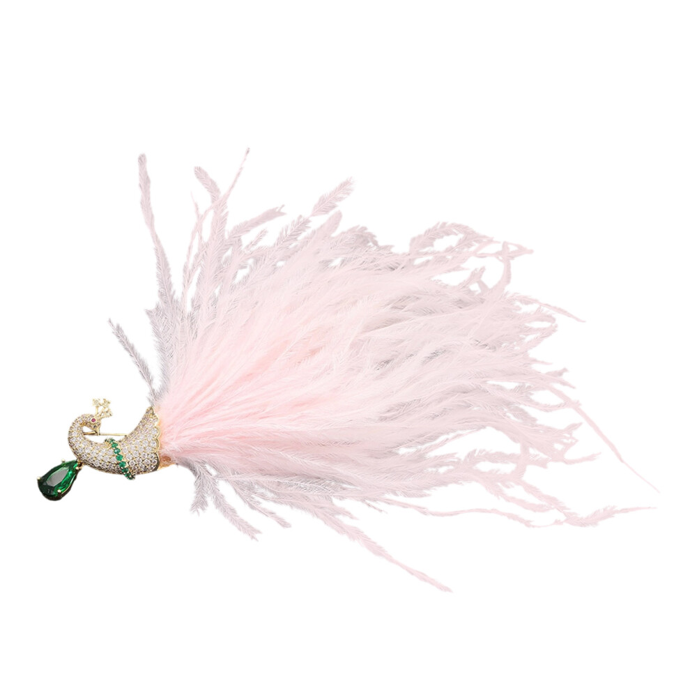 Peacocks Feathers Jewelry Pin Sturdy Alloy Accessory-Light Pink