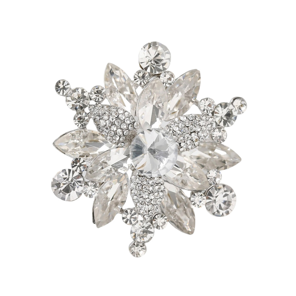 White Delicate Crystals Florals Brooch Long Time Use Portable