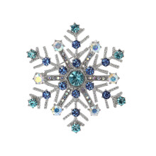 Elegant Alloy Snowflake Brooch Rhinestones Embellished-Blue