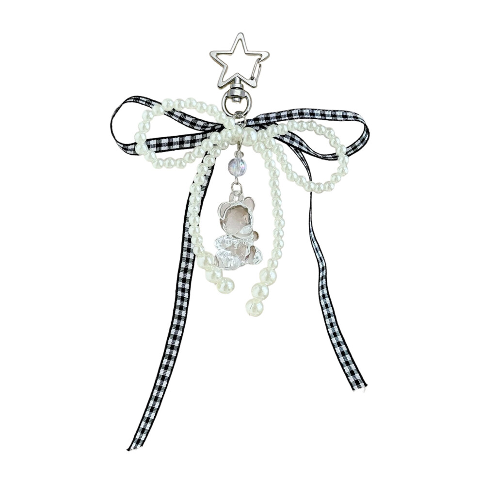 Stylish Bowknot Charm Mobile Phone Chain- Door Buckle Black 7696001082591