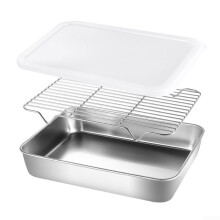 Baking Sheet with Cooling Rack Set, Stainless Steel Baking Pan for Oven, 31x24x5cm Dishwasher Safe