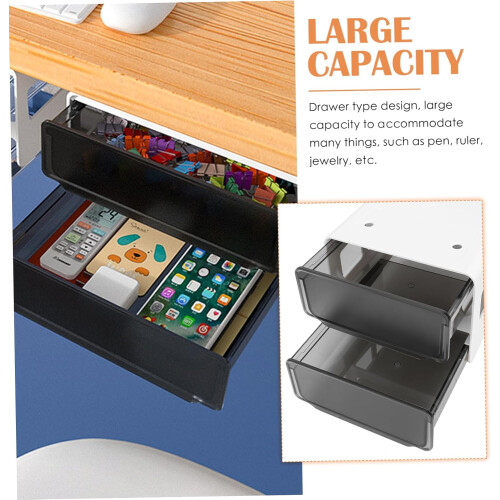 Under Desk Adhesive Storage Drawer Organizer with Large Capacity for Office Classroom Dorm 2