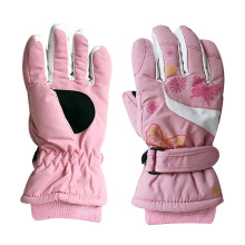's Ski Skating Butterfly Cartoon Pattern Outdoor Warm Cold Gloves, Rose, L